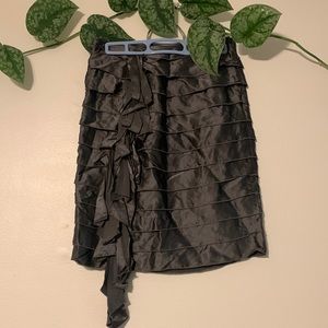 Development by Erica Davies silk shiny silver gray layered ruffle pencil skirt